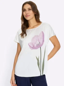 Satinbluse mit überschnittenen Schultern