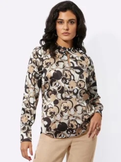 Satinbluse mit grafischem Druck