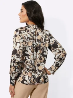 Satinbluse mit grafischem Druck