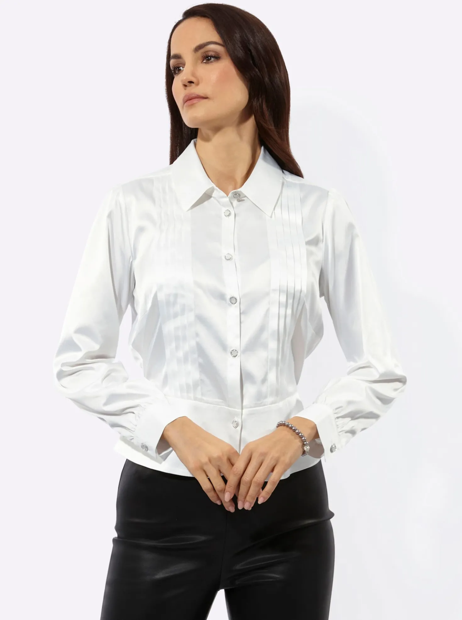 Satinbluse mit Hemdkragen