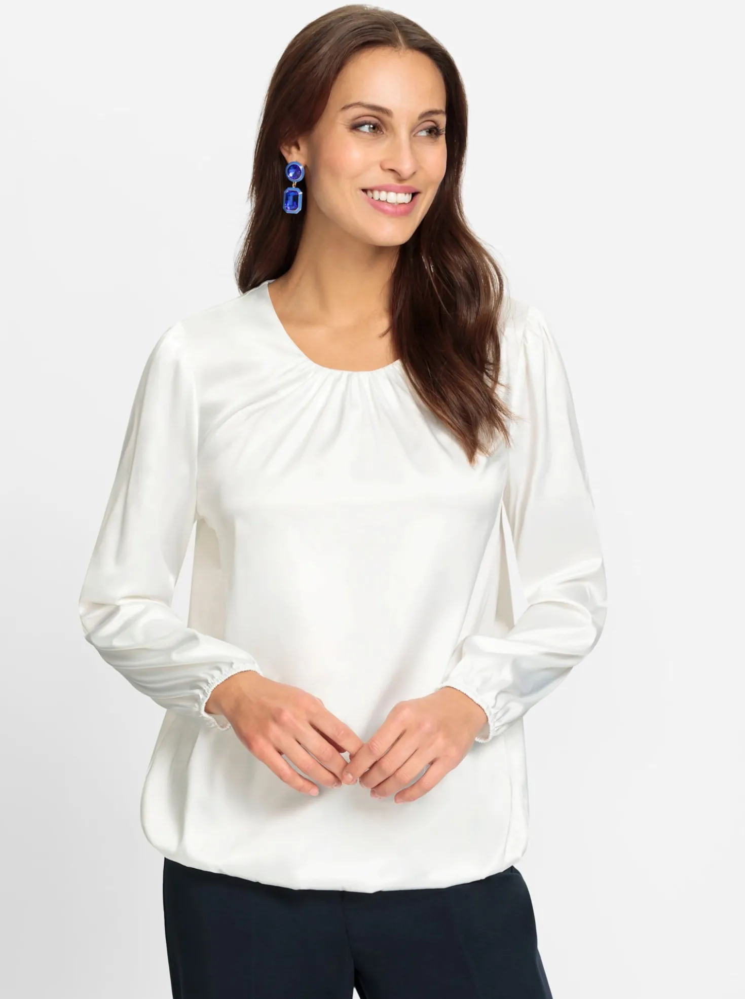 Satinbluse mit Raffungen