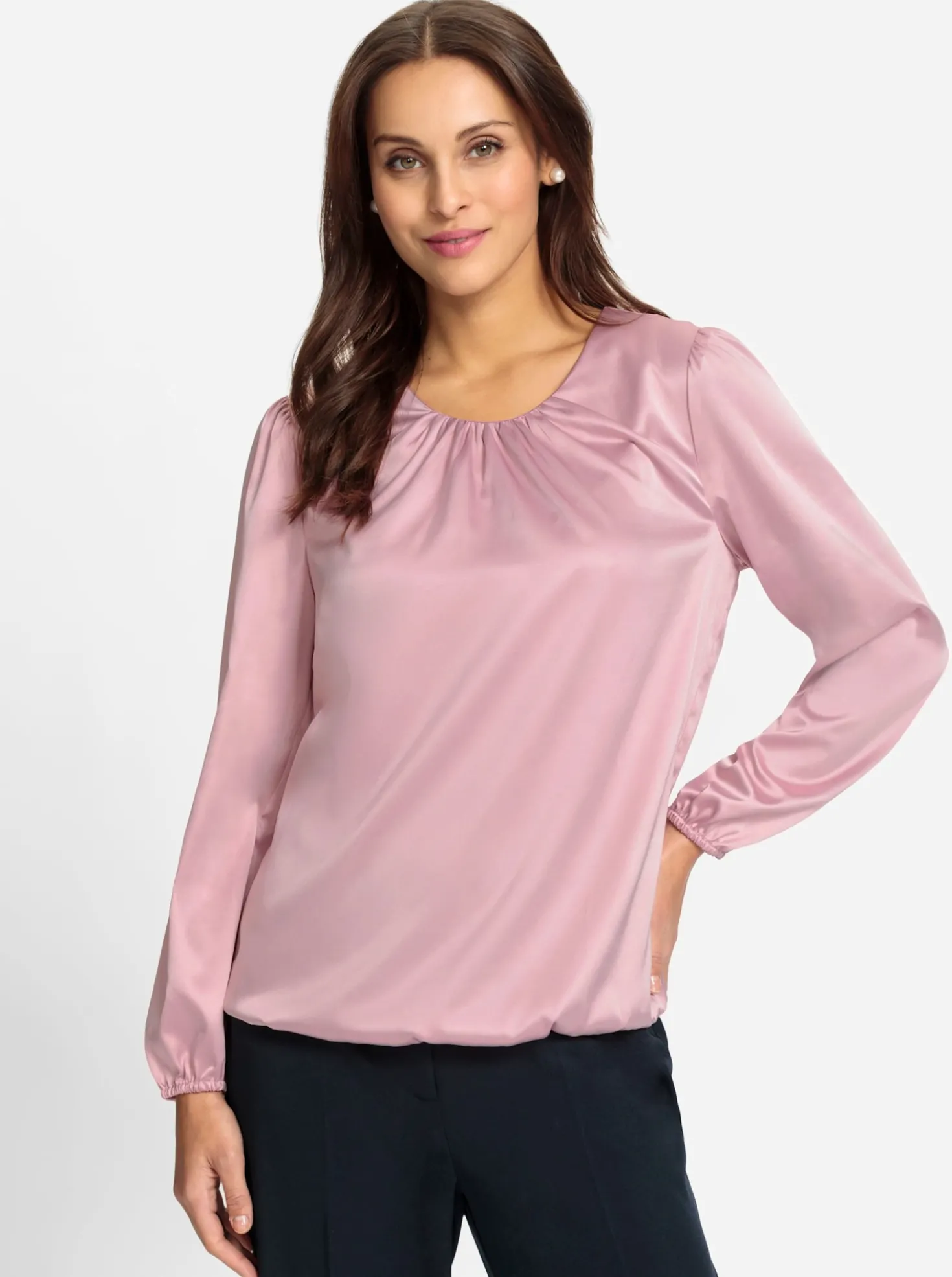 Satinbluse mit Raffungen