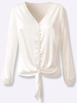 Satinbluse mit Zier-Knopfleiste