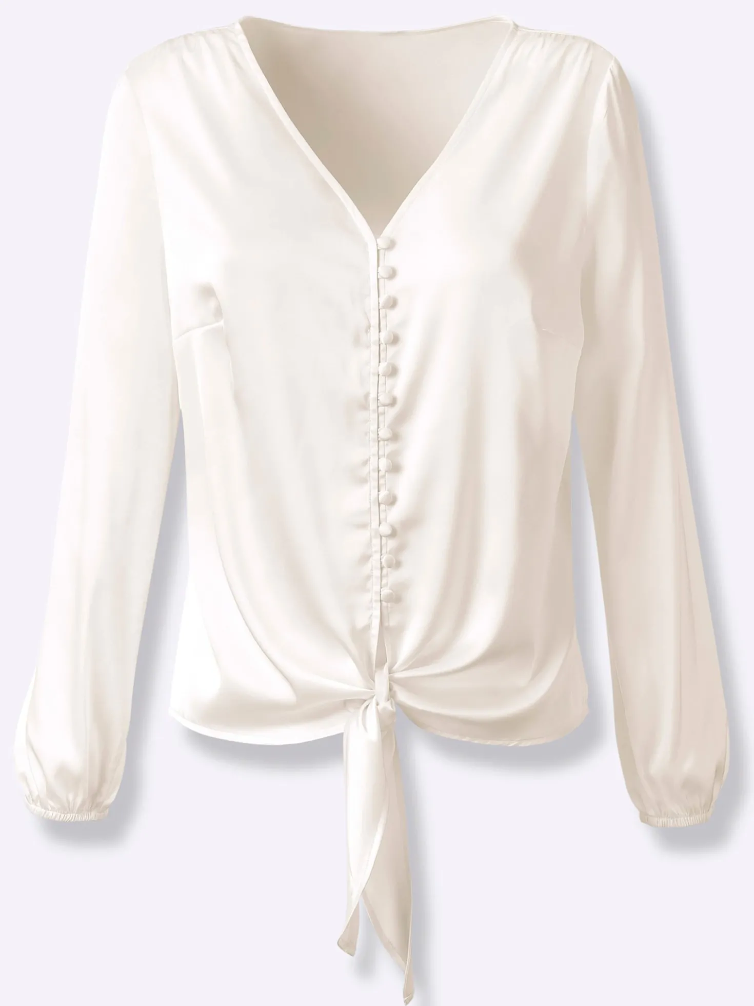 Satinbluse mit Zier-Knopfleiste