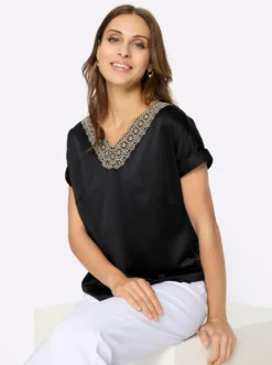 Schlupfbluse in Satin-Qualität