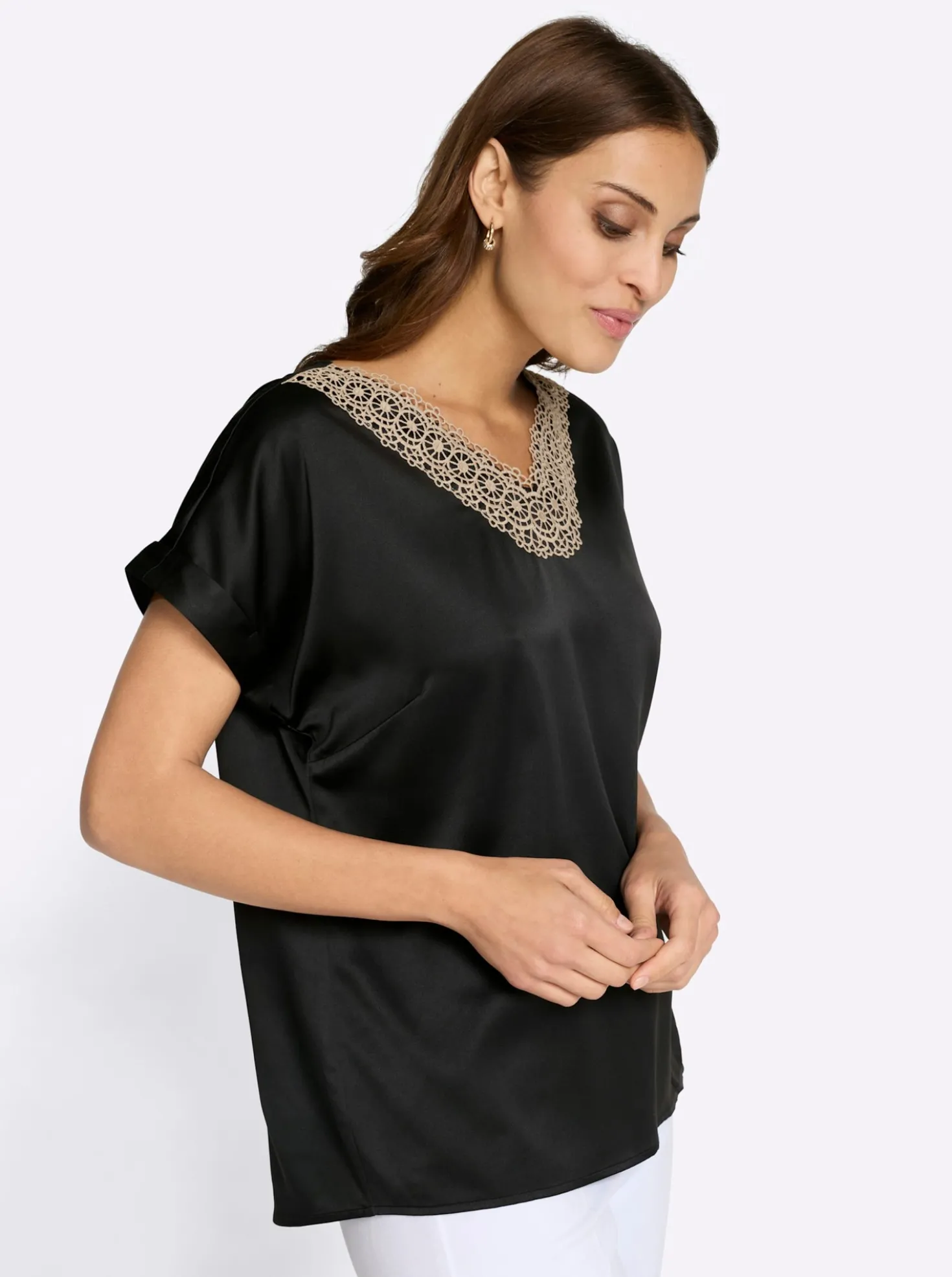 Schlupfbluse in Satin-Qualität