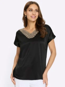 Schlupfbluse in Satin-Qualität