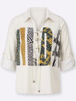 Schlupf-Bluse mit Animal-Schriftzug