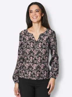 Schlupfbluse mit Blumen-Print