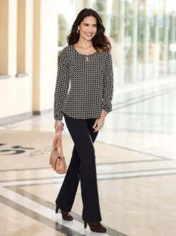 Schlupf-Bluse mit elastischen Ärmelbündchen