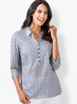 Schlupfbluse mit Minimal-Muster