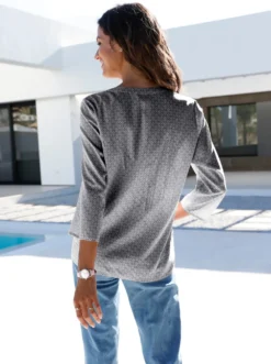 Schlupfbluse mit Minimal-Muster, Viskose