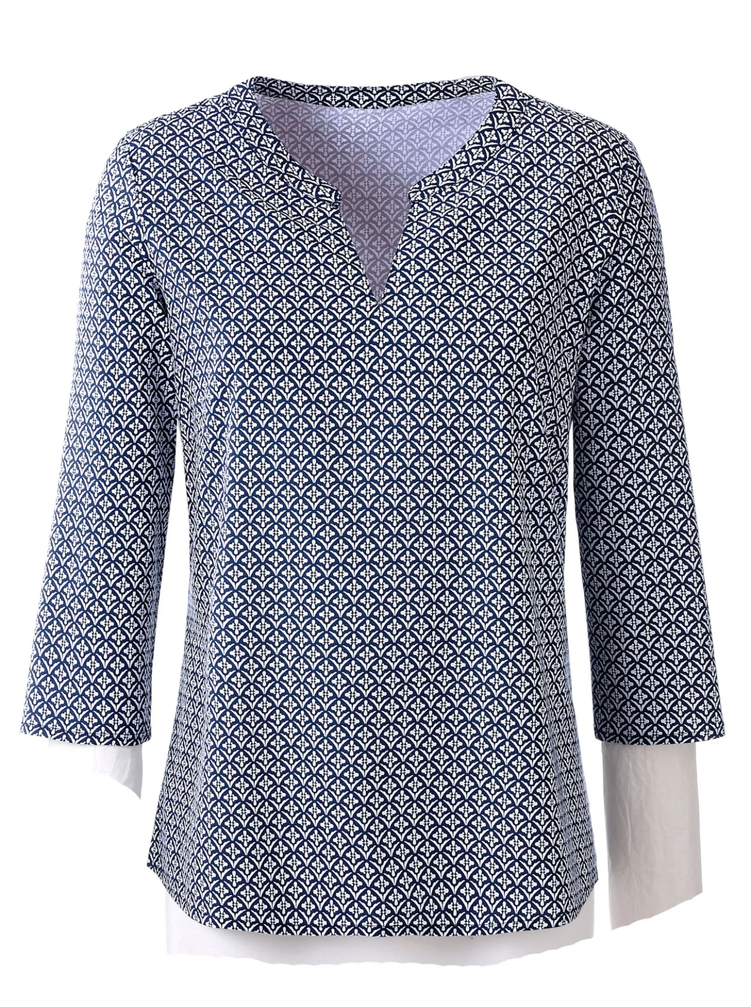 Schlupfbluse mit Minimal-Muster, Viskose
