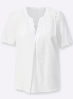 Schlupf-Bluse mit Schulterpasse, vorne und hinten.