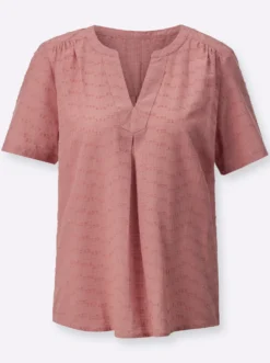 Schlupf-Bluse mit Schulterpasse, vorne und hinten.
