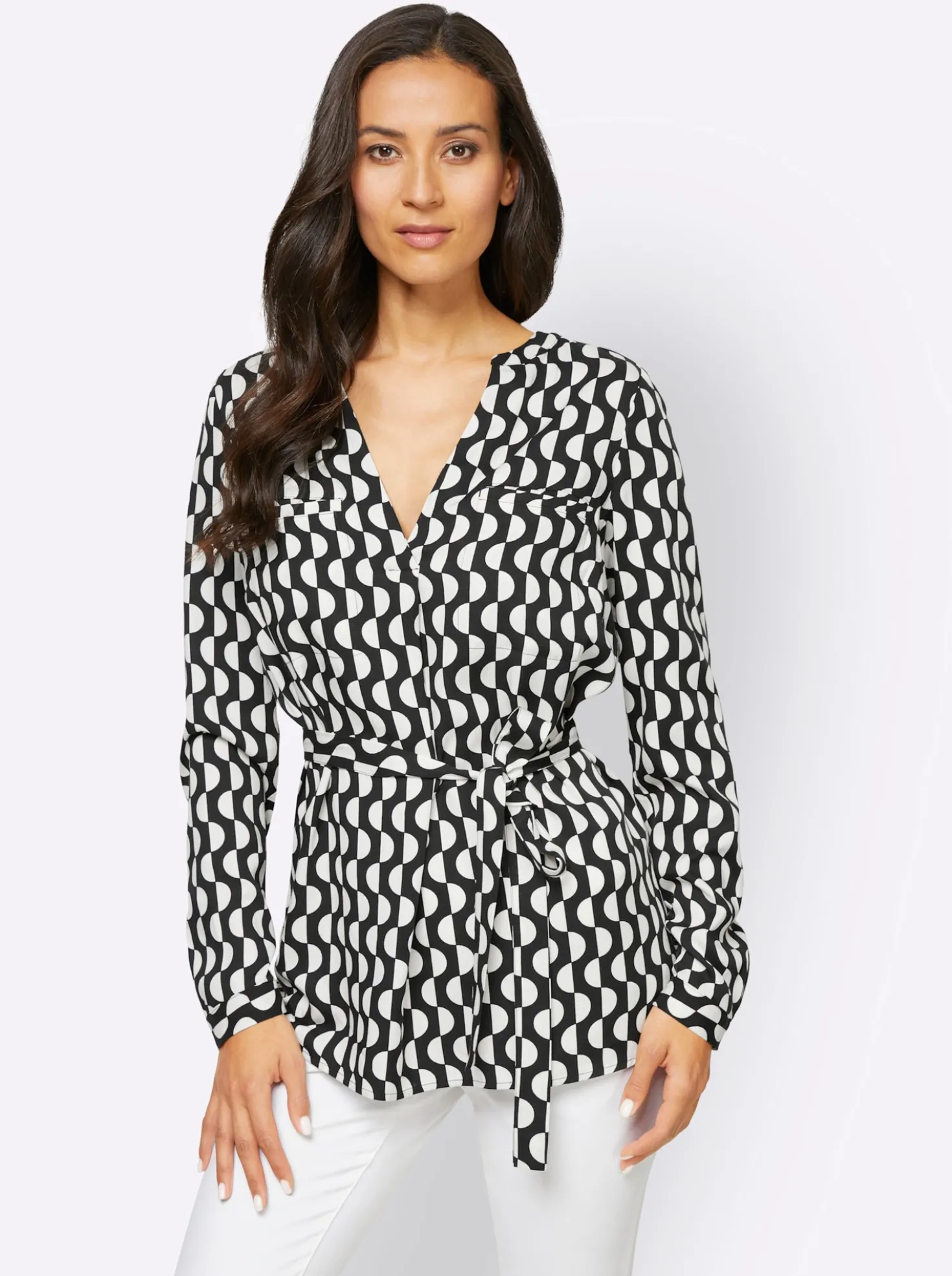 Schlupf-Bluse mit V-Ausschnitt