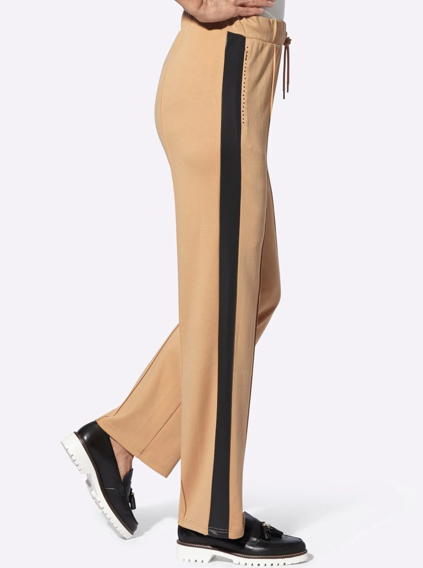 Schlupfhose mit Streifen in Leder-Optik