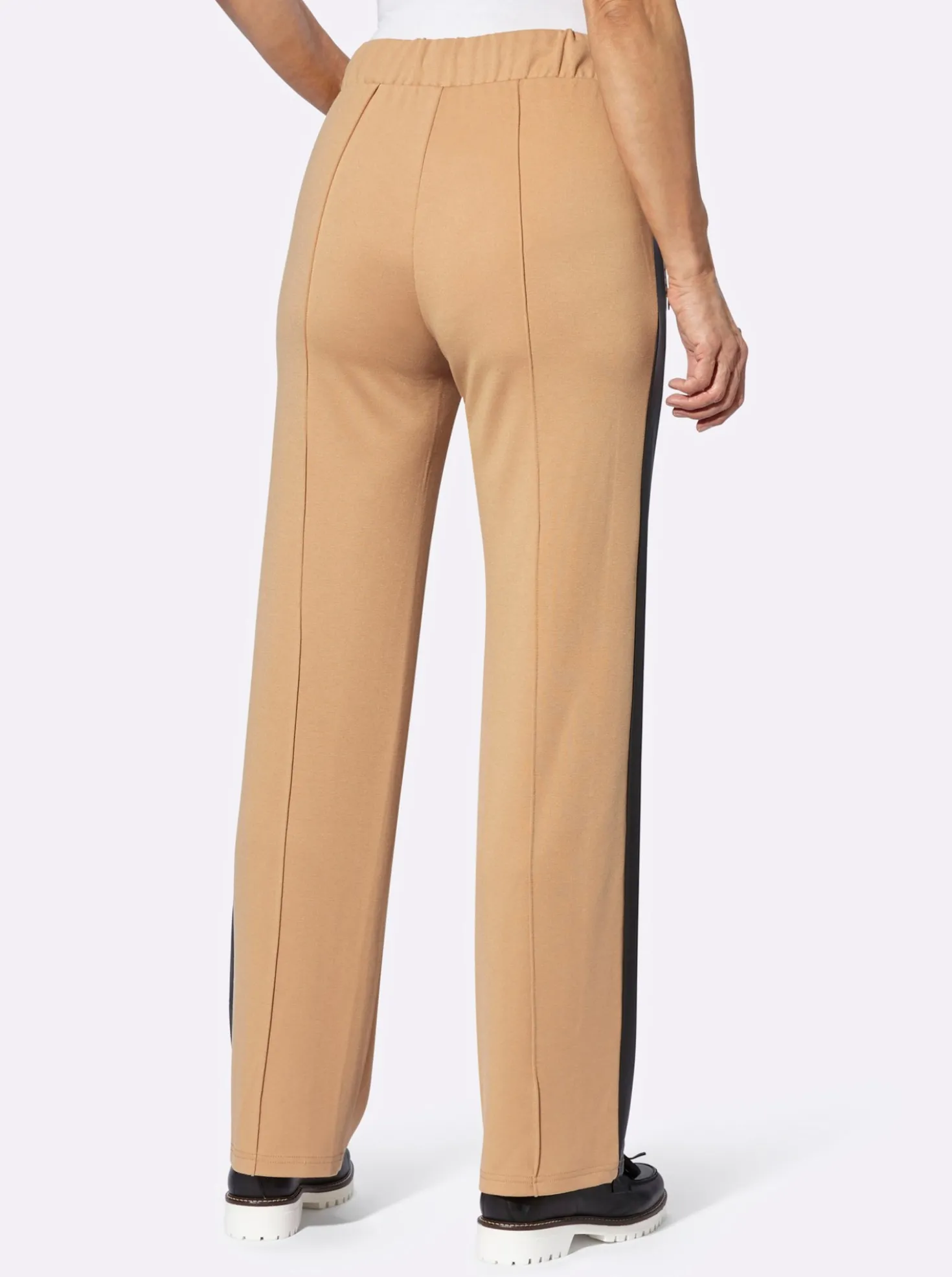 Schlupfhose mit Streifen in Leder-Optik
