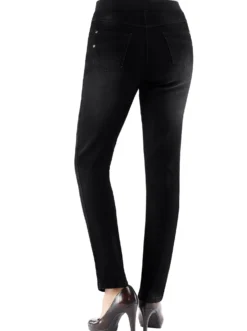Schlupfjeans mit geripptem Strick-Dehnbund