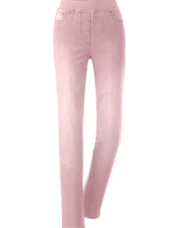 Schlupfjeans mit geripptem Strick-Dehnbund