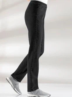 Schlupfjeans mit imitierter Reißverschluss-Blende