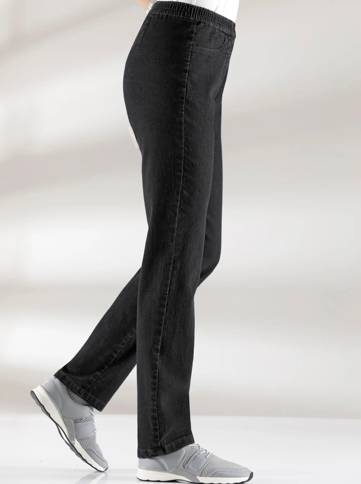 Schlupfjeans mit imitierter Reißverschluss-Blende