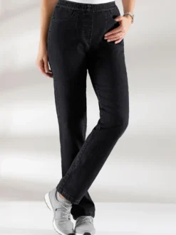 Schlupfjeans mit imitierter Reißverschluss-Blende