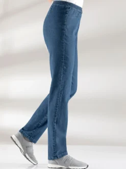 Schlupfjeans mit imitierter Reißverschluss-Blende