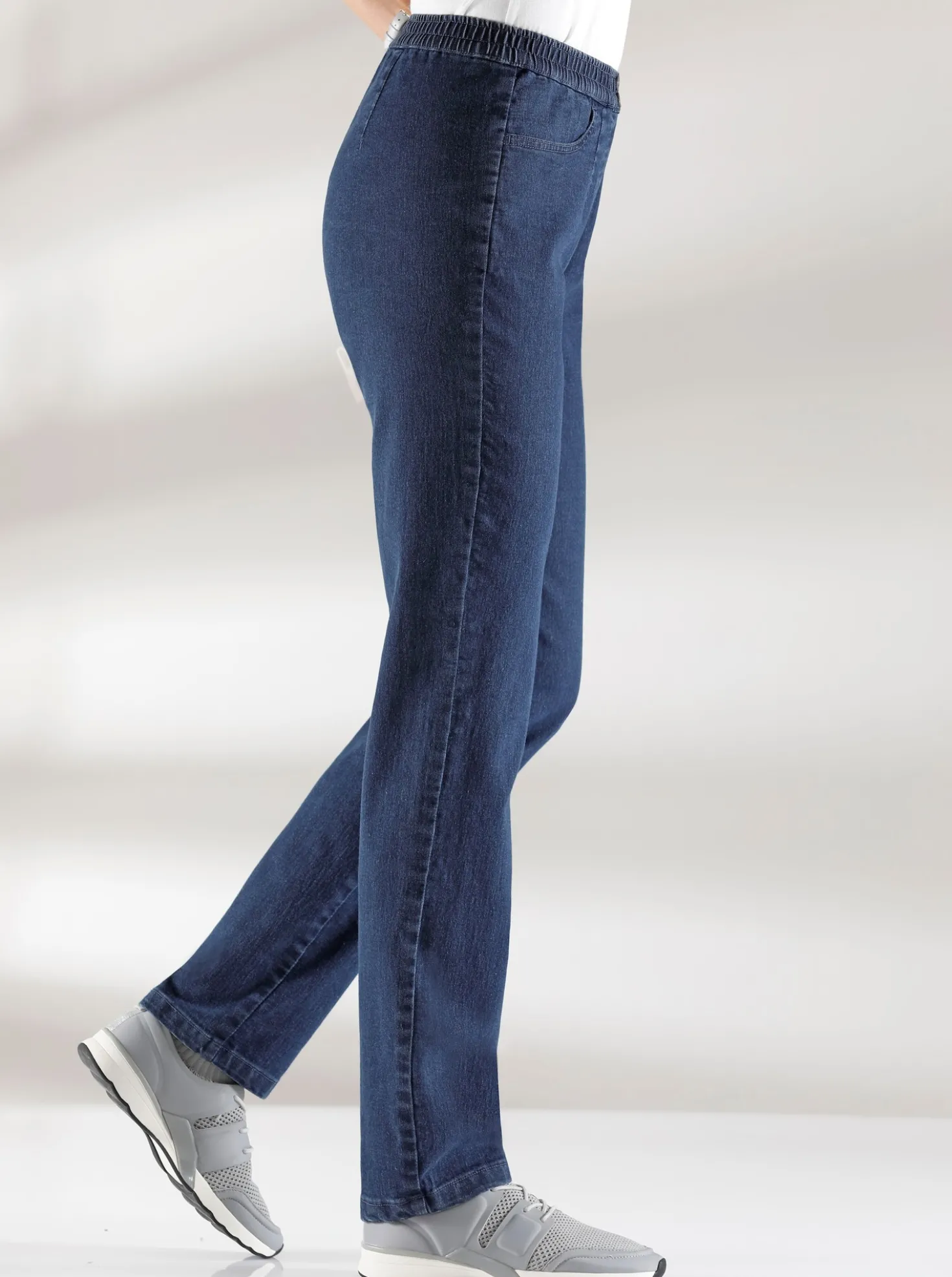 Schlupfjeans mit imitierter Reißverschluss-Blende