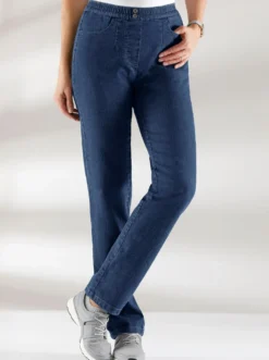 Schlupfjeans mit imitierter Reißverschluss-Blende