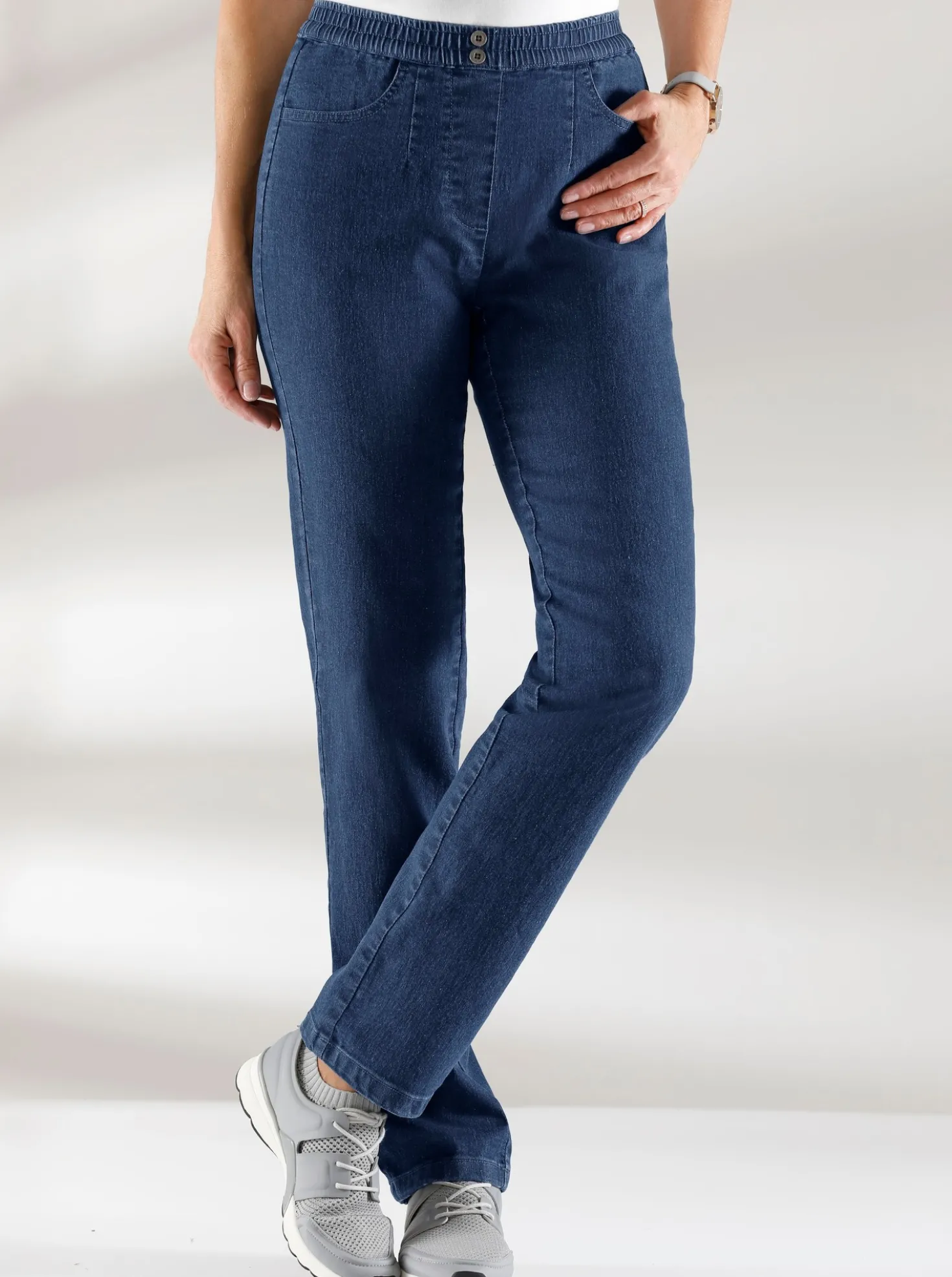 Schlupfjeans mit imitierter Reißverschluss-Blende