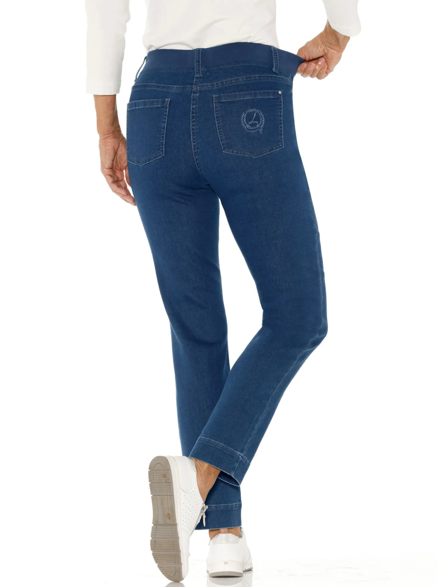 Schlupfjeans mit Ripp-Dehnbund