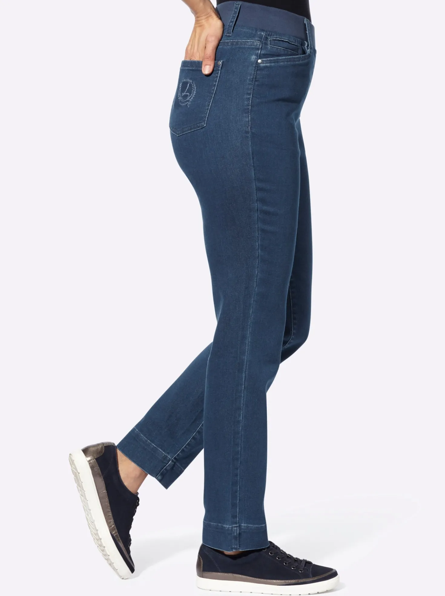 Schlupfjeans mit Ripp-Dehnbund