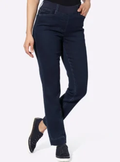 Schlupfjeans mit Ripp-Dehnbund