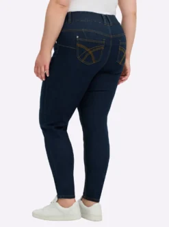 Schlupfjeans mit schmalem Bein