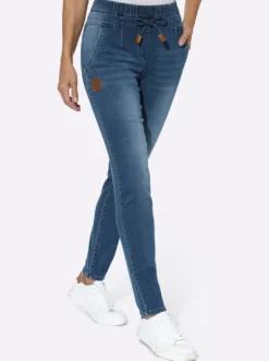 Schlupfjeans mit Tunnelzug und Bindeband