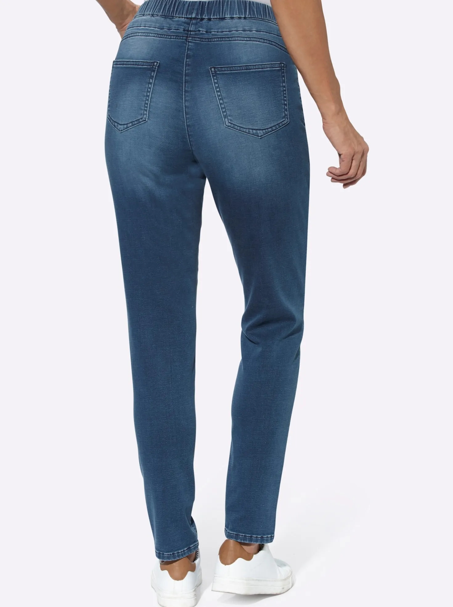 Schlupfjeans mit Tunnelzug und Bindeband