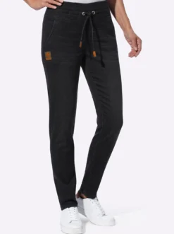 Schlupfjeans mit Tunnelzug und Bindeband