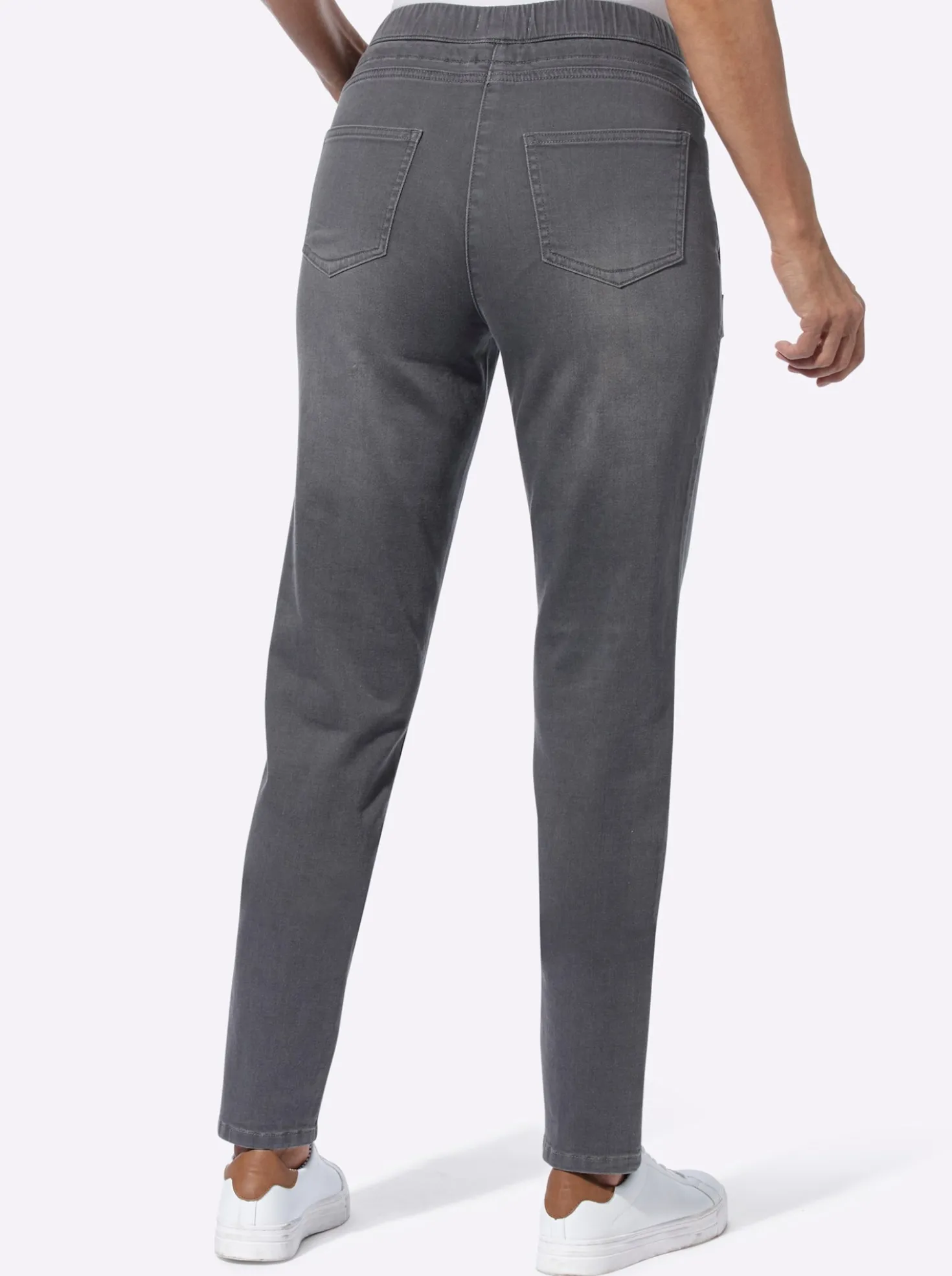 Schlupfjeans mit Tunnelzug und Bindeband