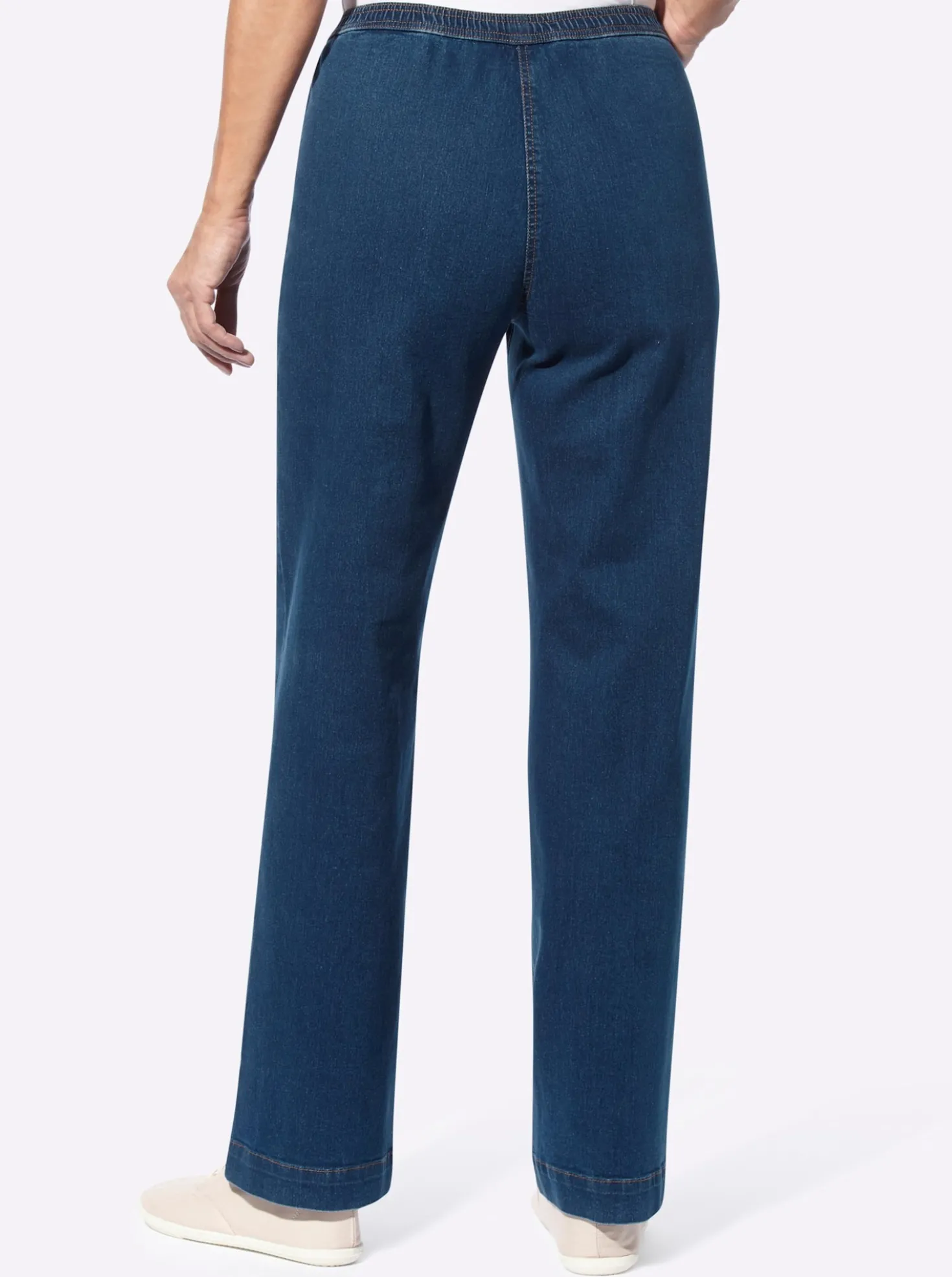 Schlupfjeans mit weitem Bein