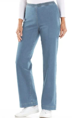 Schlupfjeans mit weitem Bein