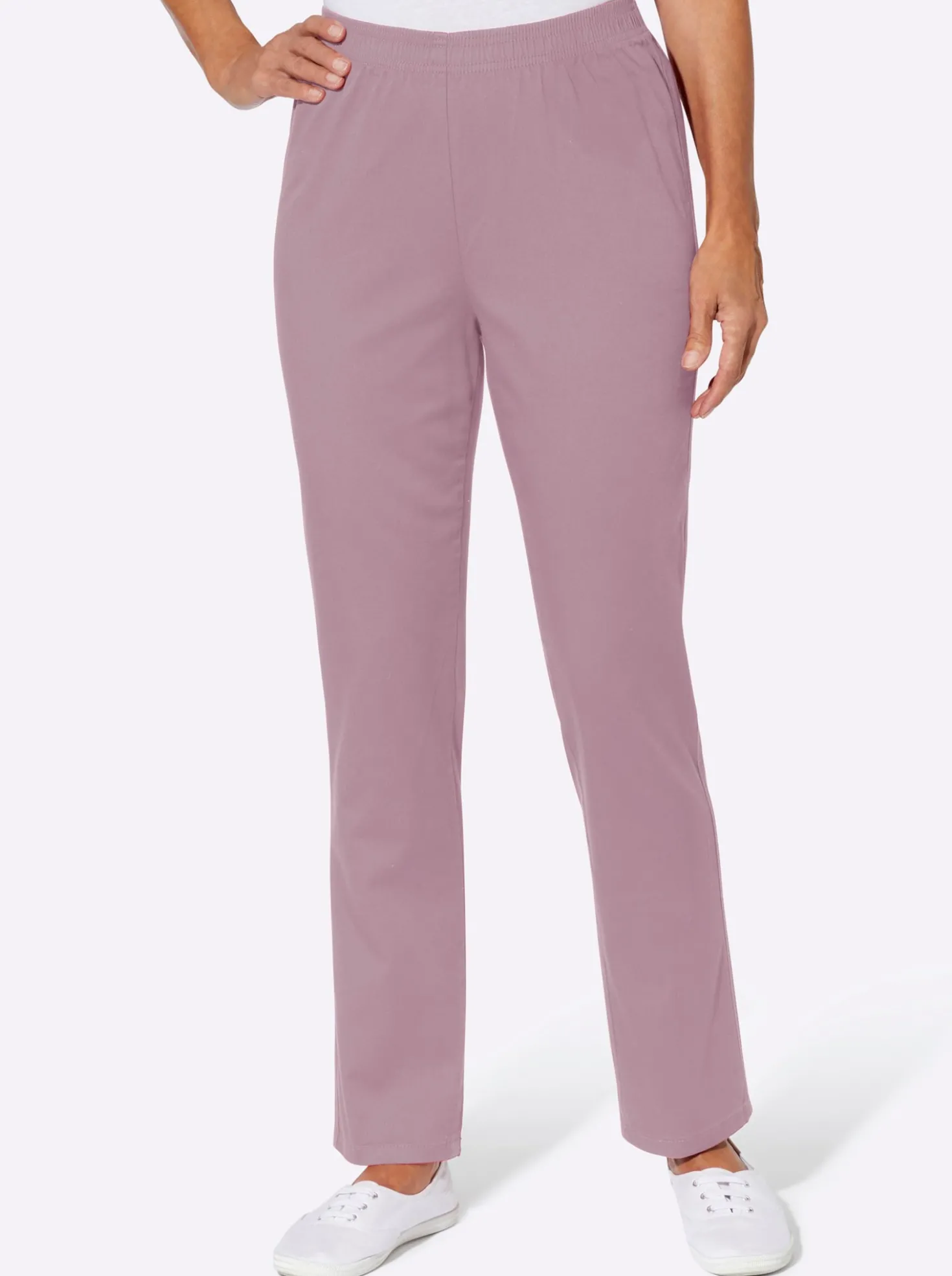 Schlupfjeans mit weitem Bein