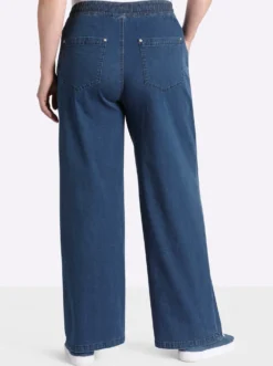 Schlupfjeans mit weitem Bein und Bindeband