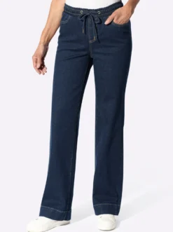 Schlupfjeans mit weitem Bein