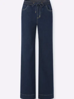 Schlupfjeans mit weitem Bein