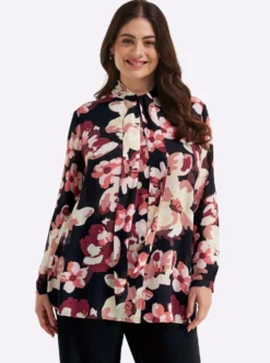 Schluppenbluse mit Blumenprint
