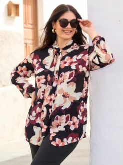 Schluppenbluse mit Blumenprint