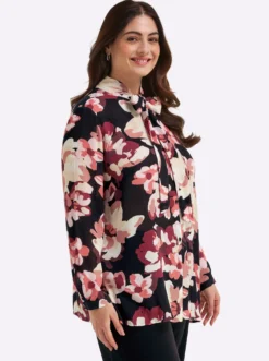 Schluppenbluse mit Blumenprint