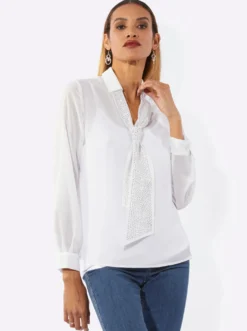 Schluppenbluse mit einknöpfbarem Jersey-Top