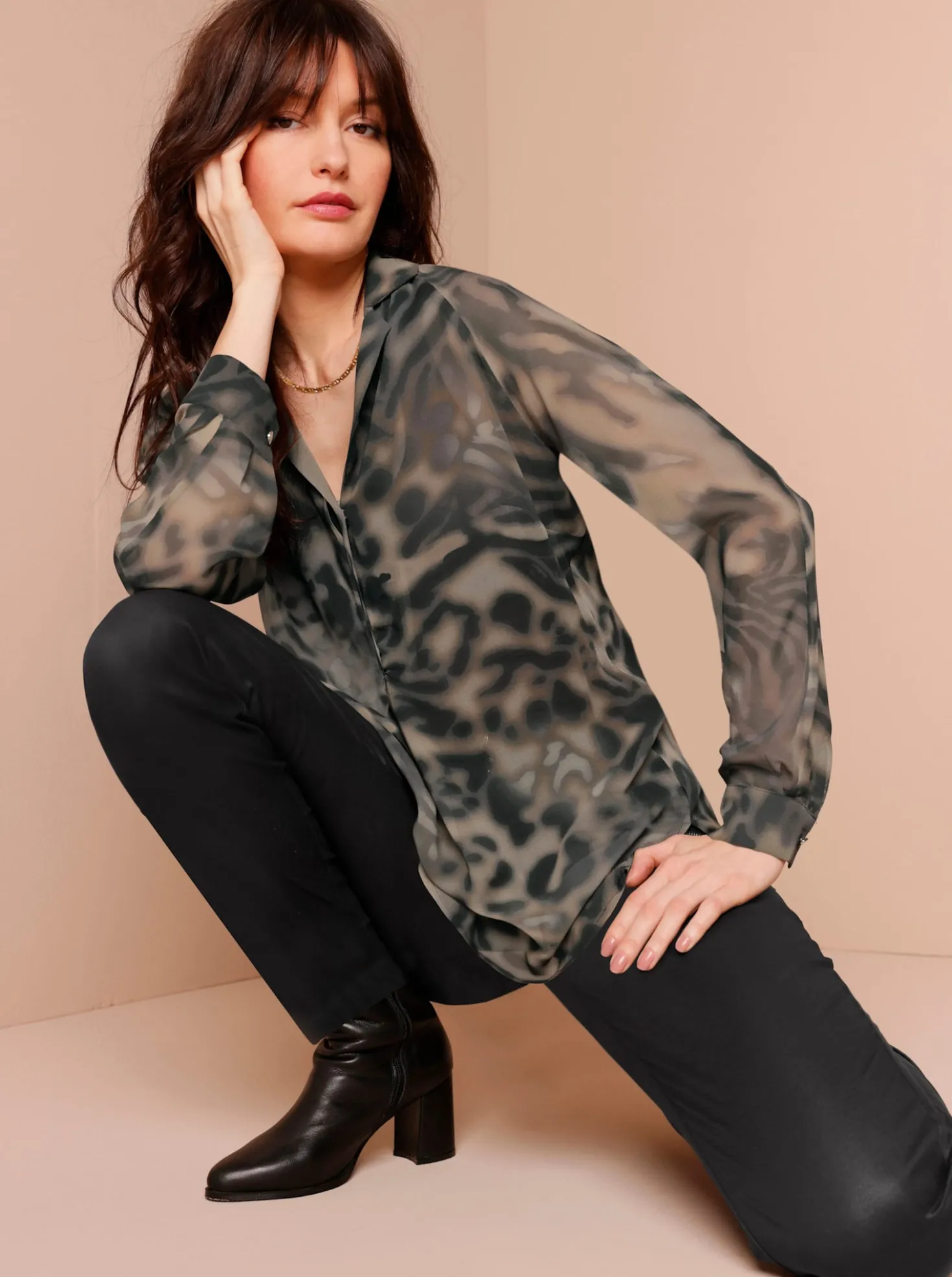 Seidenbluse mit Digitaldruck
